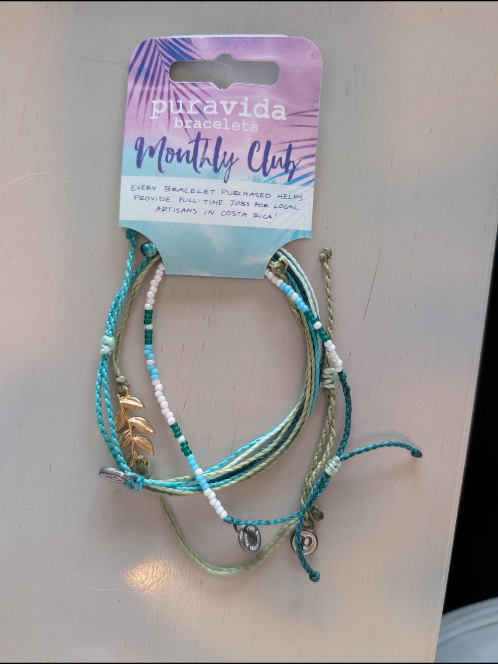Pura Vida Teal, Aqua & Olive Mixed Bracelet Monthly Club Set NWT - Picture 2 of 2